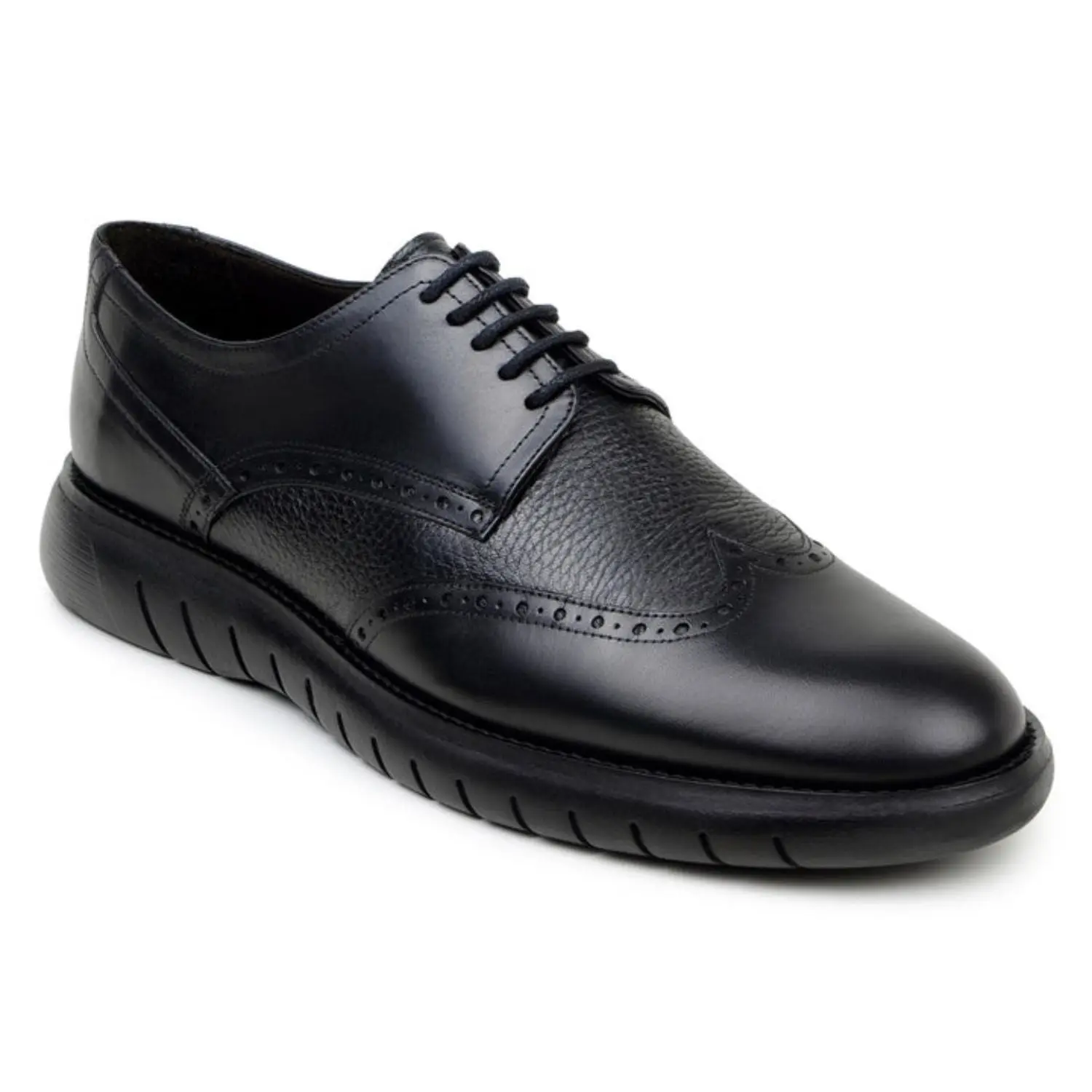 Belvedere Enzo Black Genuine Leather Dress Shoes with EVA 