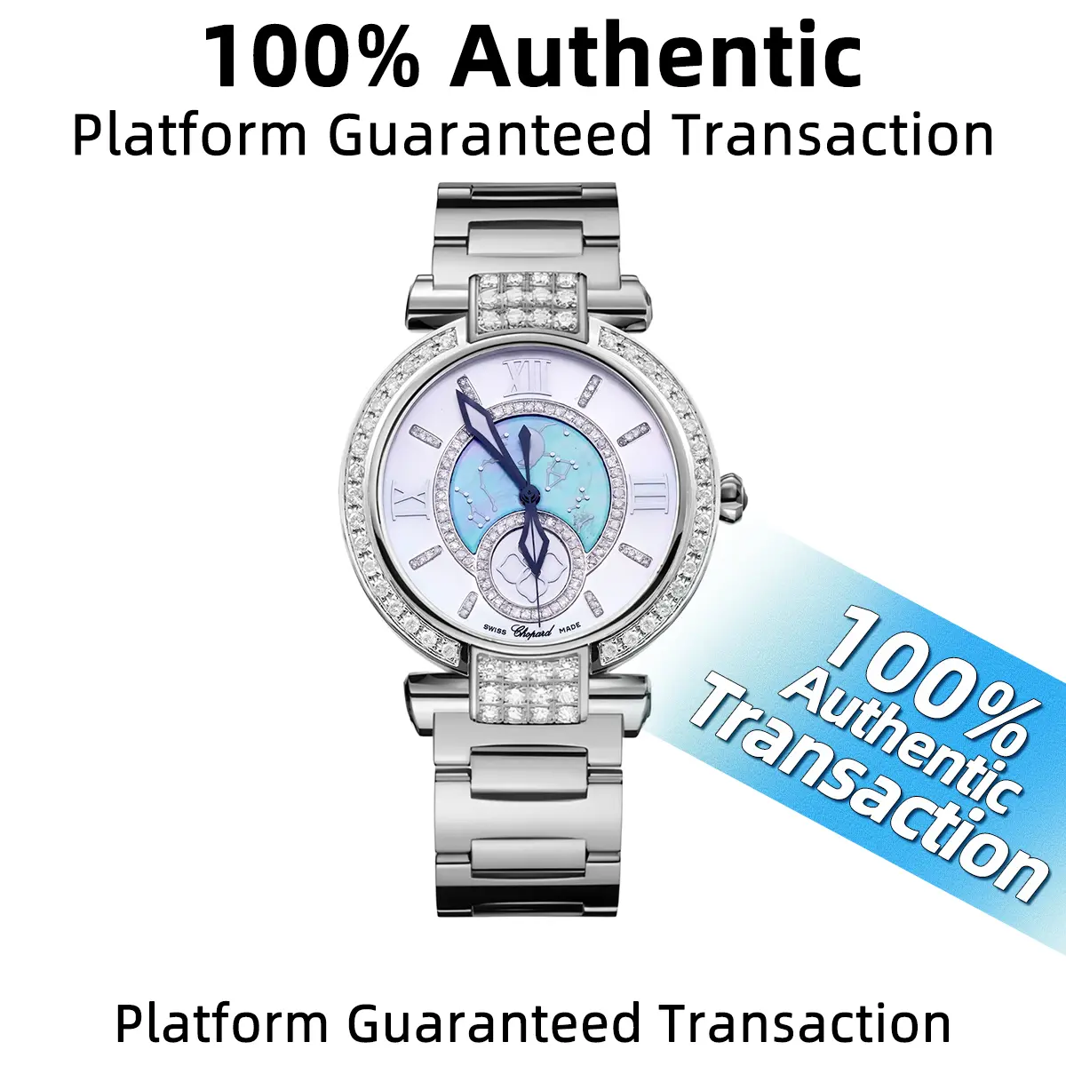 Chopard Imperiale Collection 388532 36mm Stainless Steel Quartz Ladies Watch with White Mother-of-Pearl Dial & Diamond-Set Bezel WHT030431