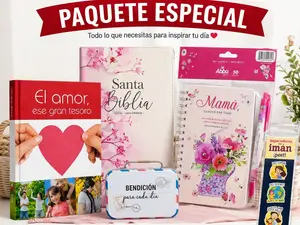 Paquete Especial Regalo Cristiano con Biblia RVR60 Libreta Pluma y Accesorios