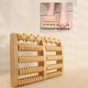 Wooden Roller Massager Foot Massage Board, Multi-Roller Design, Body Back Meridian Relief Tool, 1 Piece, Ideal for Home Use