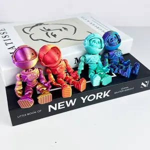 3D Printed Toy Skeleton Astronaut Gradient Colorful Movable Joints Craft Gift Creative Display Model