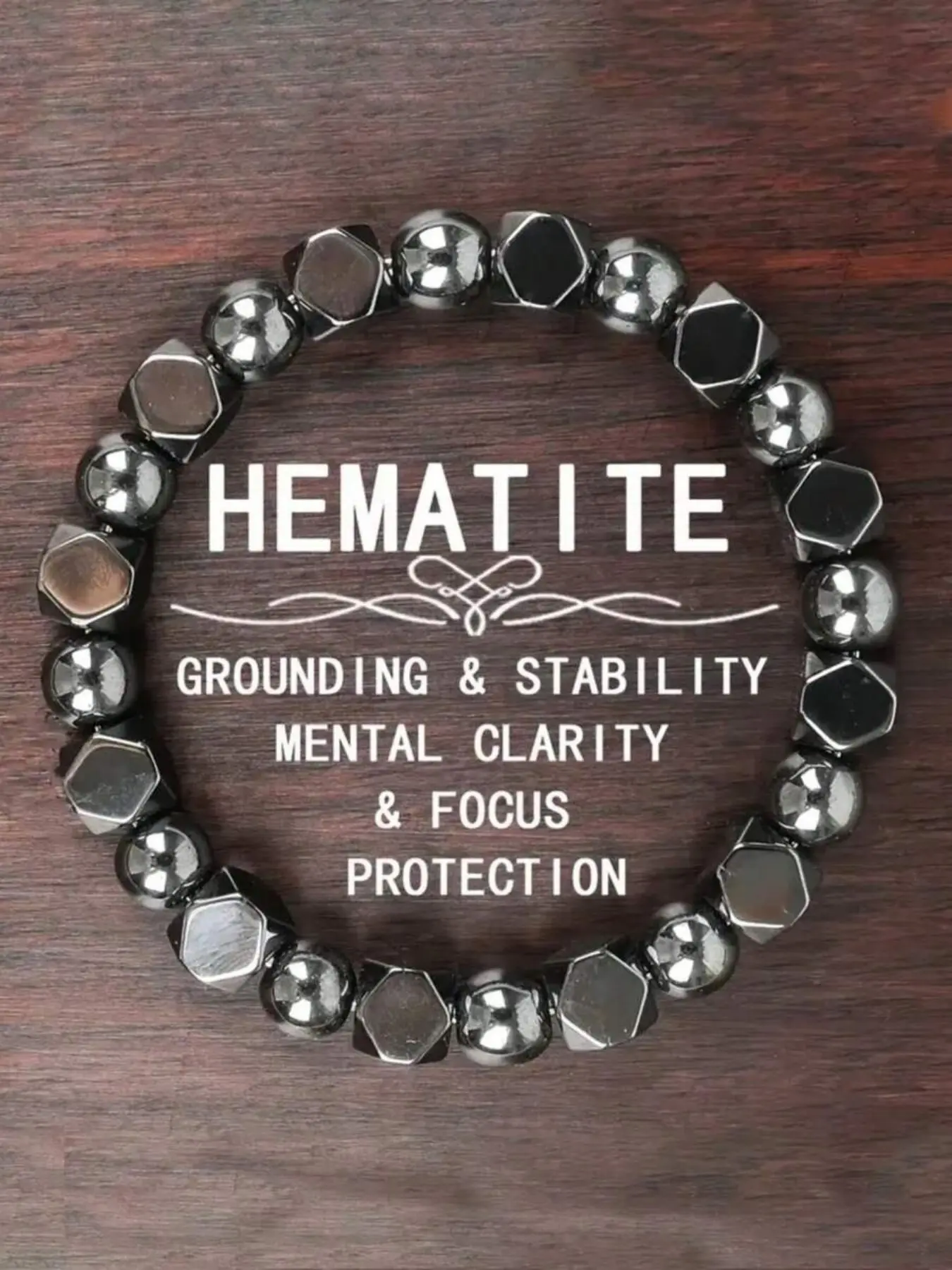 Men's Hematite & Agate Bracelet, Genuine Natural Gemstone Bracelet, Mood Stabilizing Bracelet - Bohemian Natural Gemstone, Promotes Blood Circulation, Stabilizes Mood - Everyday Wear, Father's Day/Christmas Gift, Clarity Bracelet