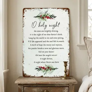 Christmas Eve sign - 8x12 inches, metal signboard wall decoration for kitchens, garages, bars, bedrooms, etc.