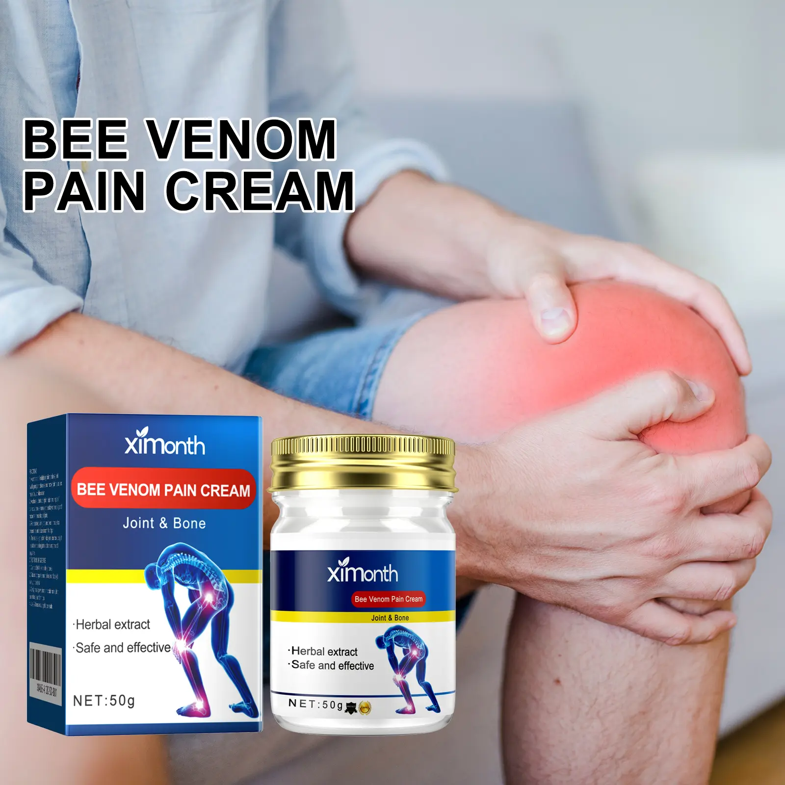Ximonth Bee Venom Joint Care Cream - Wellness Therapy & Healthcare Pain Relief for Joint, Knee, and Tendon Soreness with Triethanolamine, Treatment, Joint Pain