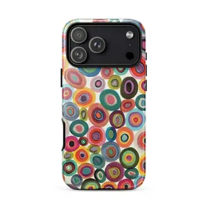 IN CIRCLES Phone Case Colorful Abstract Dot Pattern Cute Artsy Aesthetic Toung Case for iPhone Samsung Google Pixel Polycarbonate TPU Impact Resistant Glossy Finish