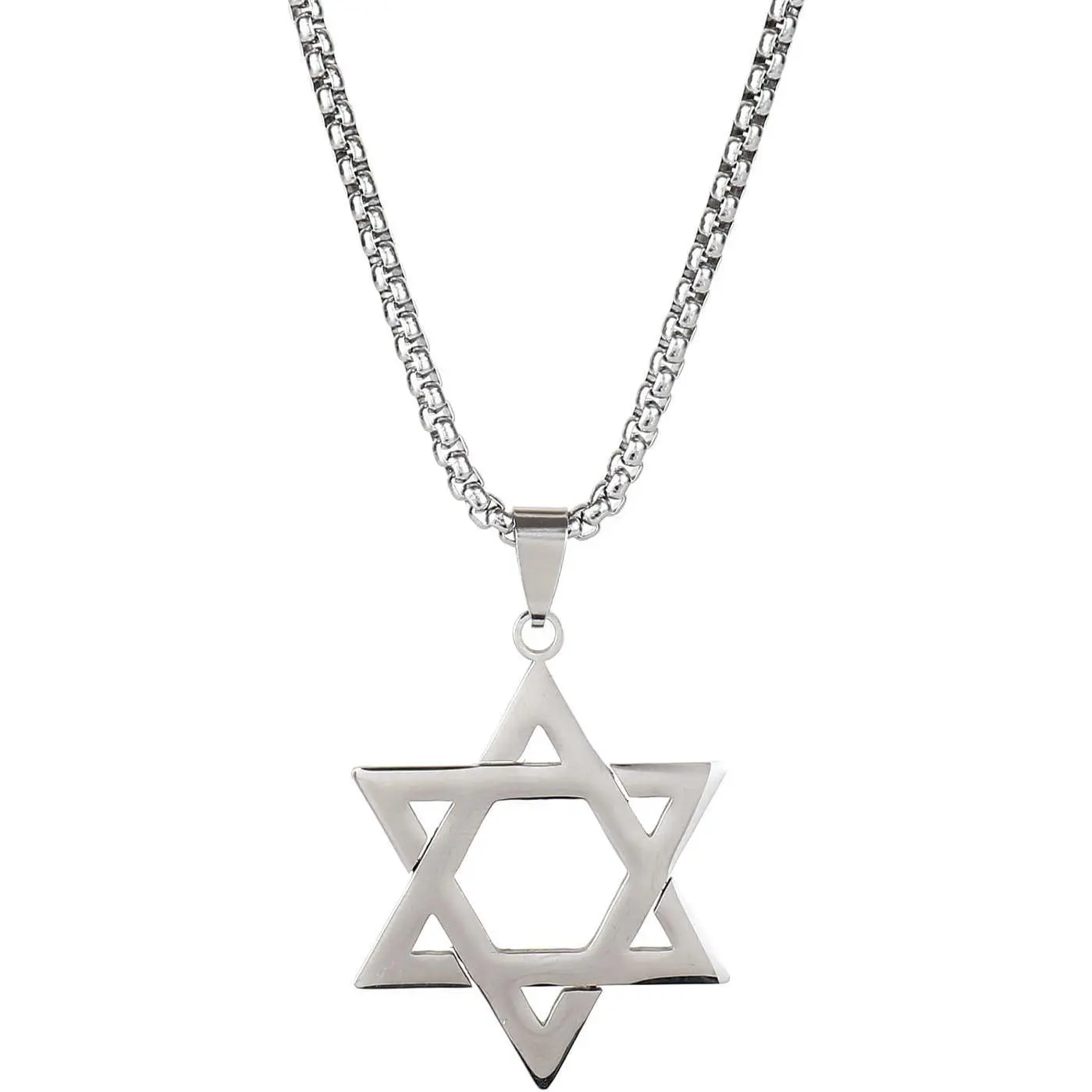Men's Stainless Steel Star of David Necklace - Judaic Symbol Pendant