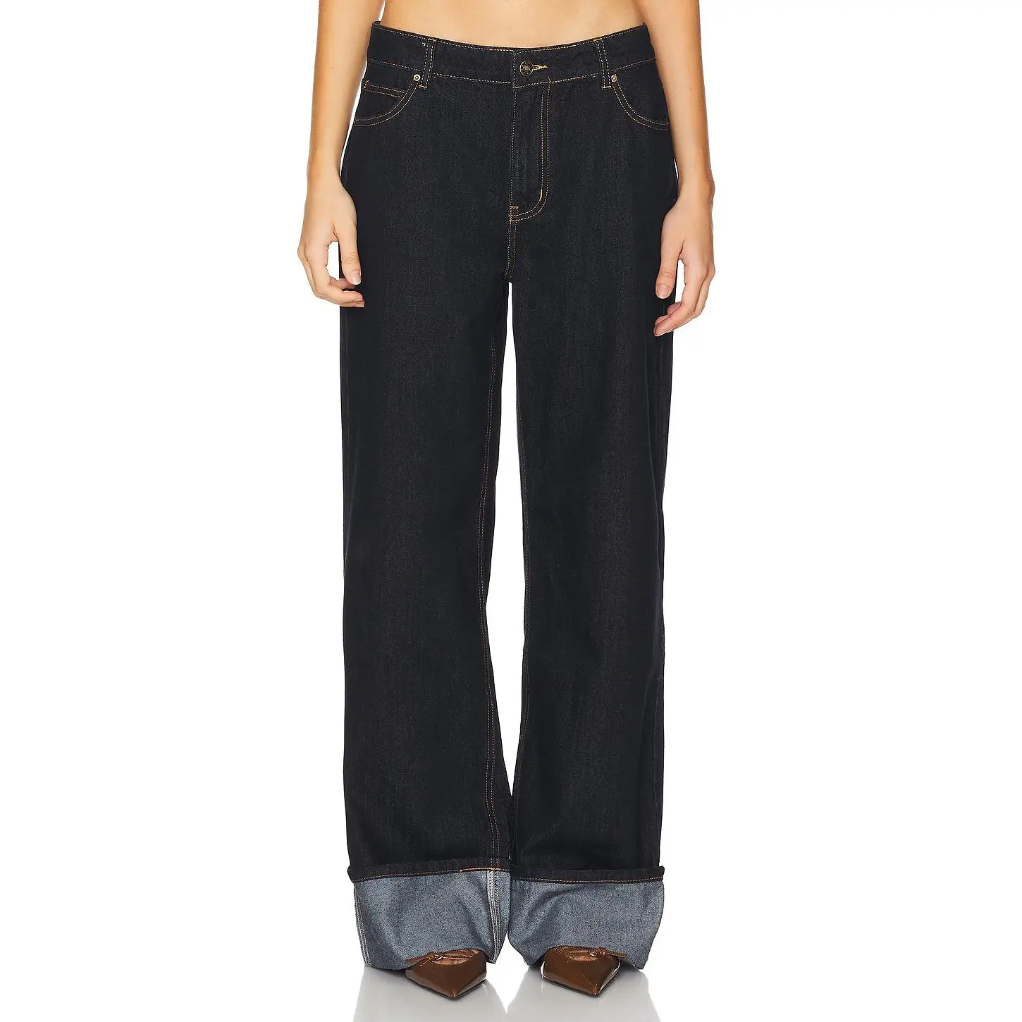 LIONESS Top Model Cuffed Jeans in Dark Denim