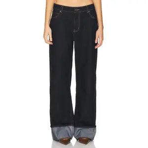 LIONESS Top Model Cuffed Jeans in Dark Denim