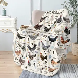 Chicken Alphabet Blanket Gifts Super Soft Lightweight Flannel Blankets Throw for Boys Girls, Adult, Suitable for Couch, Sofa, Bed, Camping, Travel All Seasons 40"x50" for Boys Girls