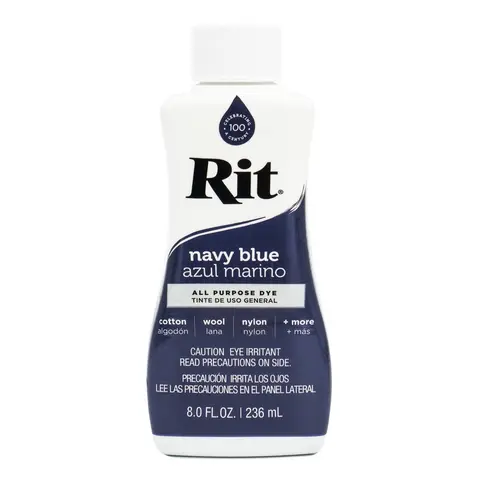 Rit Navy Blue All-Purpose Dye - Classic Colorful Fabric Dye for Cotton Wool Nylon & More - 8.0 Fl Oz Bottle