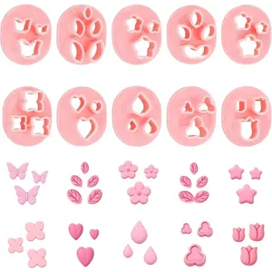 10 PCS Polymer Clay Cutters, Flower Petal Clay Cutter for Earrings Making 10 Shapes Floral Leaf Butterfly Heart Clay Molds DIY Jewelry Tools