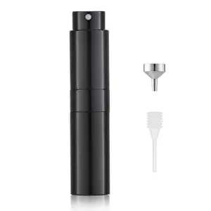 8ML Atomizer Perfume  Bottle for Travel, Empty Refillable Cologne Dispenser, Portable Sprayer for Men and Women (Gloss Black)