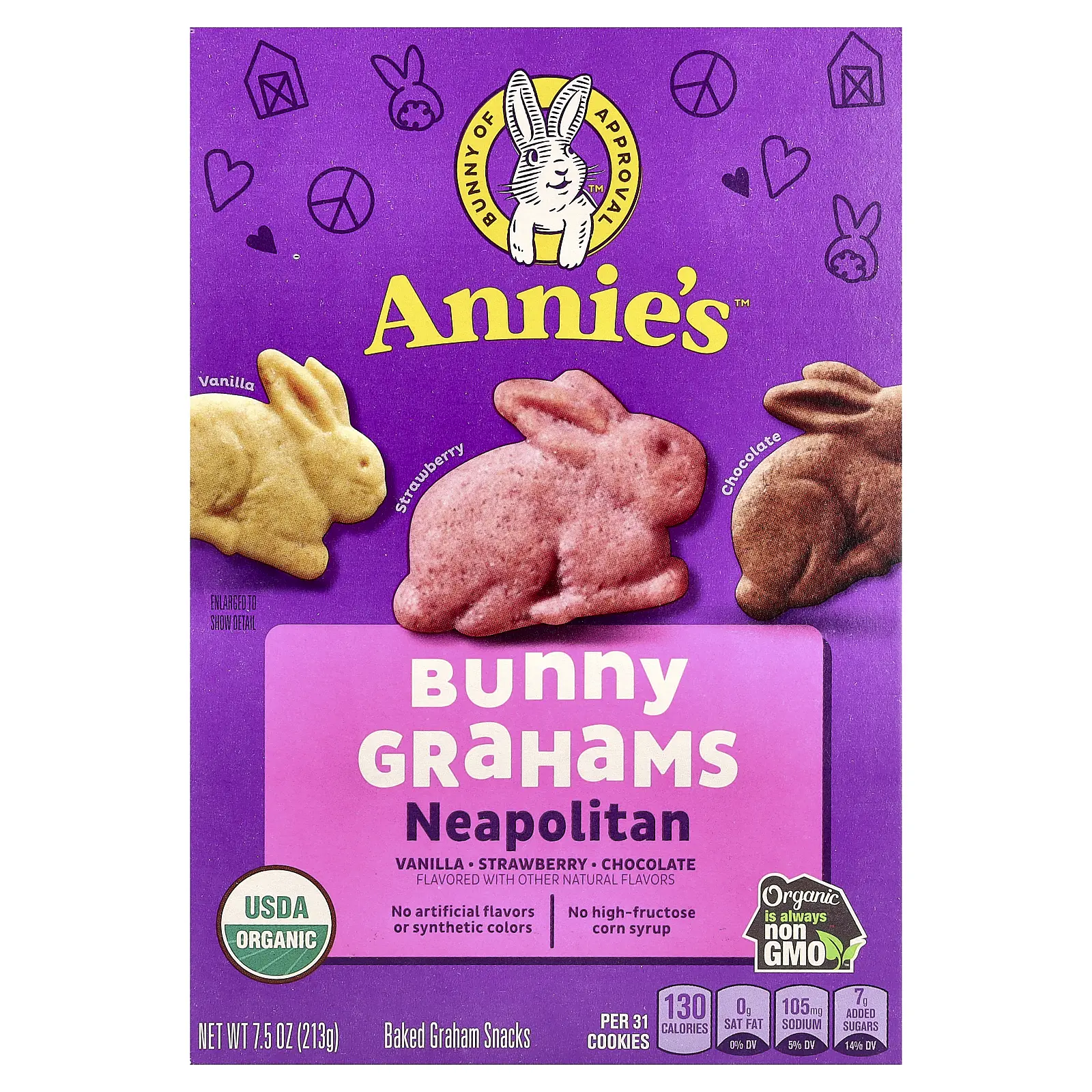 Annie's Homegrown Organic Baked Bunny Graham Snacks, Neapolitan , 7.5 oz (213 g)