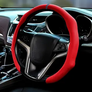 Car Steering Wheel Cover, 15 Inch Nappa Leather Non-Slip Vehicle Steering Wheel Cover Protector, Breathable & Comfortable Automotive Interior Protection Accessories, Universal For SUV Sedan