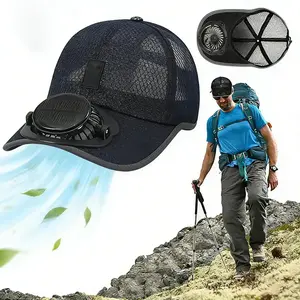 Solar-Powered Cooling Sun Visor Hat, USB-Charging Breathable UV Protection Baseball Hat for Men and Women Rechargeable