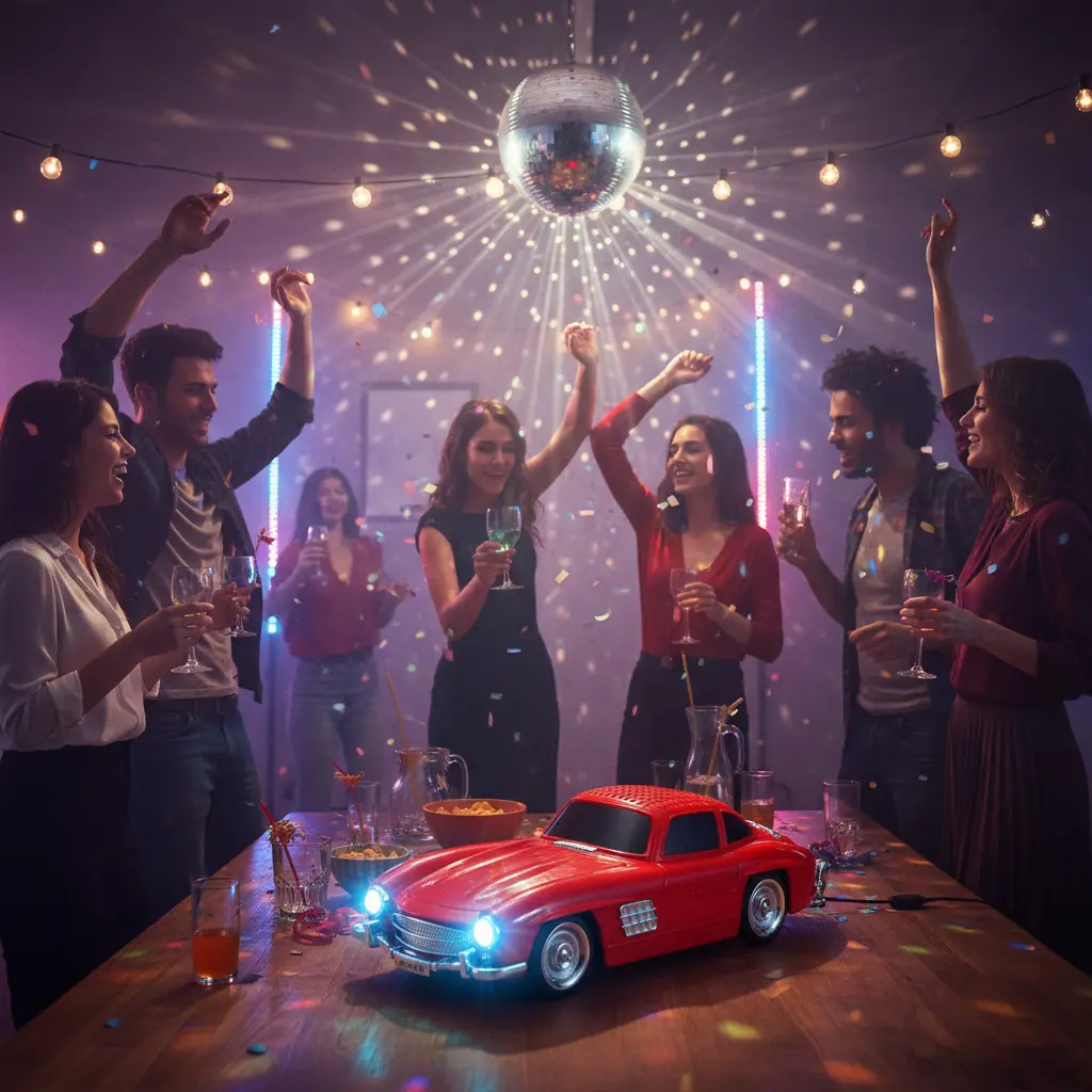 WS300SL Classic Roadster Car Bluetooth 5.0 Wireless Speaker Portable Compact Design with LED Lights FM Radio High-Fidelity Stereo Sound Vibrant Bass Universal Compatibility for Smartphones & Bluetooth Devices Audio Connection