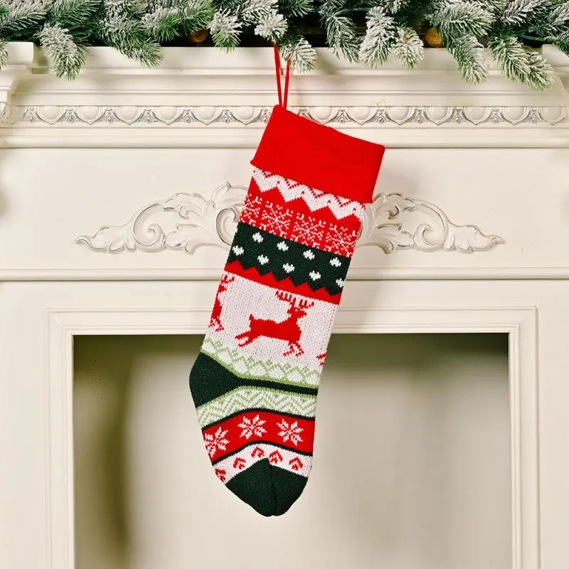 Knitted Reindeer Stocking
