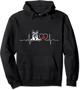 German Shepherd Dog in a Heart Pullover Hoodie - Rubencordov Shop 42B09KF1NCPB