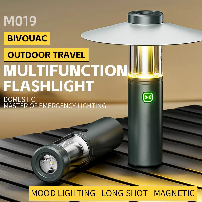 3-in-1 LED Camping Light, Aluminum Alloy Rechargeable Lantern with Solar Power & 1800mAh Portable Charger for Outdoor Camping & BBQ Parties, Solar Powered, Compact, Rechargeable Led Headlight Lanterns, Led Headlamp Lanterns