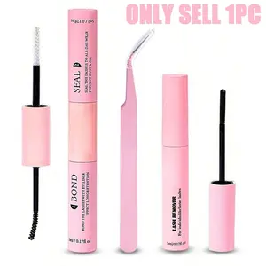 Lash Bond & Seal 10ml Individual Lash Glue, Super Strong Hold, DIY Lash Extension Kit with 5ml Glue Remover & Tweezers, 48–72 Hour Waterproof Wear for Lash Clusters