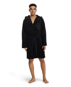 CR7 Men's Bathrobe -100% Cotton, Black