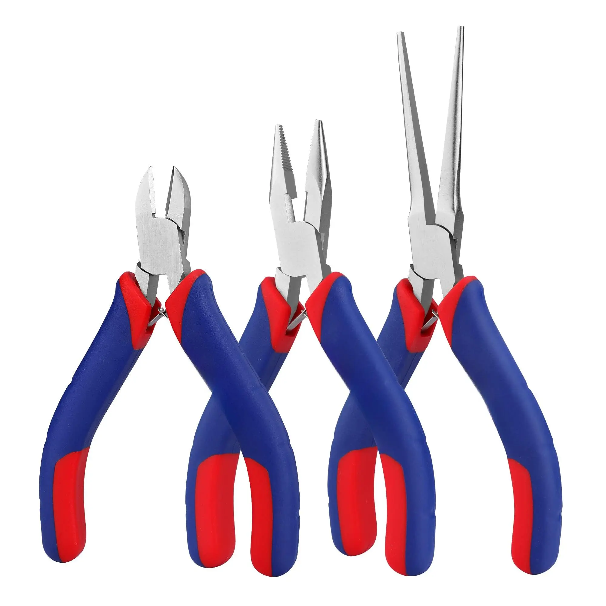 Mini Pliers Set  3-piece Small Tool Kit Includes 4" Diagonal Plier 5" Long Nose 6" For Making Crafts Repairing Electronic Devices