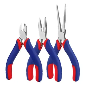 Mini Pliers Set  3-piece Small Tool Kit Includes 4" Diagonal Plier 5" Long Nose 6" For Making Crafts Repairing Electronic Devices