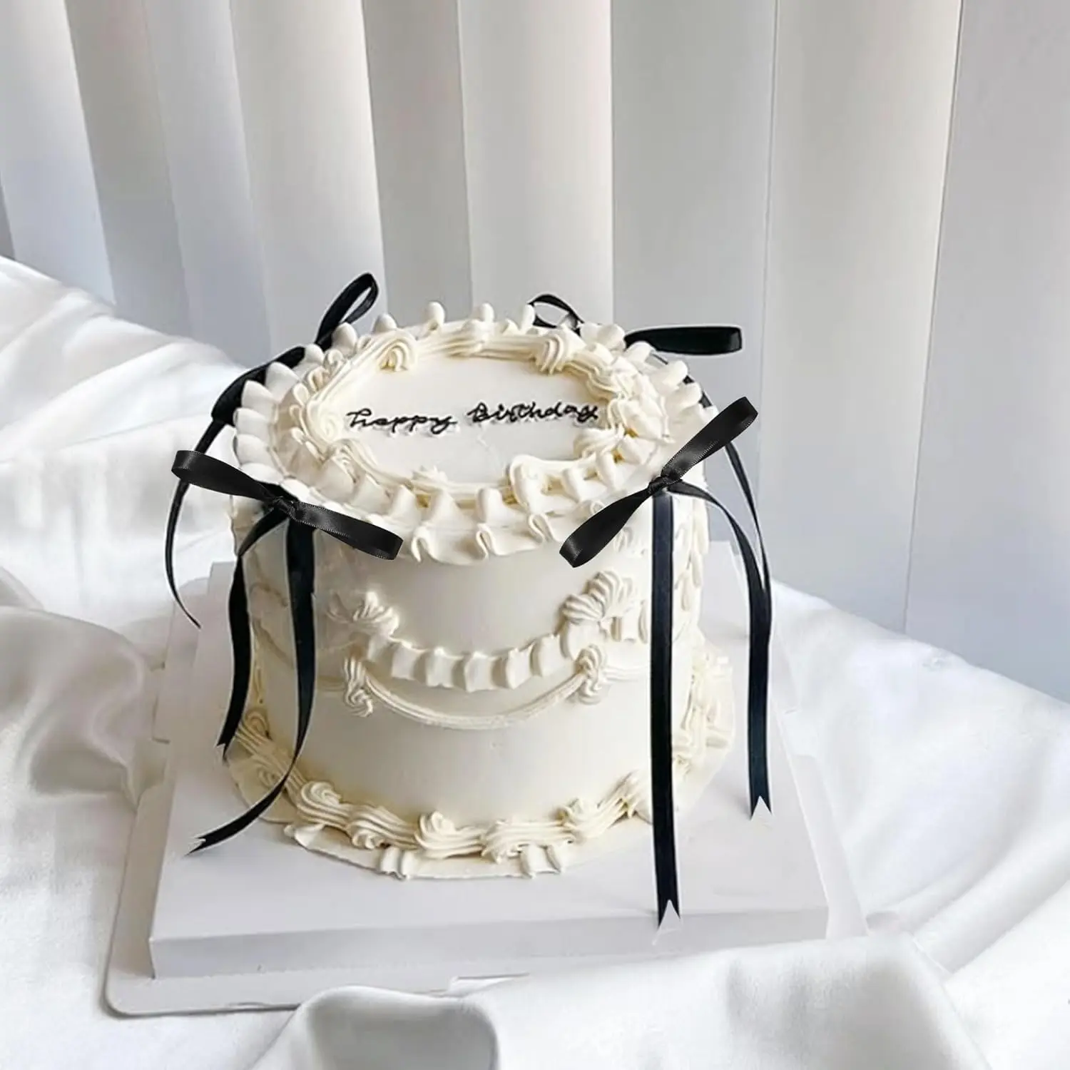 Black Bow Cake Topper Coquette Bows Cake Decorations Dessert 12PCS Black Ribbon Bowknot Cake Toppers Bridal Baby Shower Wedding Birthday Party Supplies