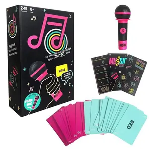 Grab The Mic Karaoke-Style Game with Foam Microphone 125 Word Cards Game Board Player Tokens & Easy Instructions for Non-Singers