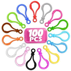 100Pcs Plastic Keychain Clips for Crafts - Lobster Claw Clasps for Keychains