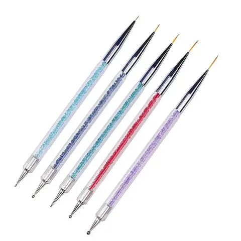 Double-ended Nail Art & Nail Care Pen Set, 5 Counts Nail Painting Brush, Nail Design Pen, Nail Art Tool for Women & Girls, Nail Art Equipment, Nail Art Manicure, Polygel Nails Kit, Multicolor Gift, DIY Nail Art, Nail Art Supplies
