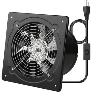 8 Inch Exhaust Fan Metal Ventilation Fan With  Window And Wall Mounted Extractor Warehouse Fan With Check Valve For Kitchen, Attic, Garage(Black)