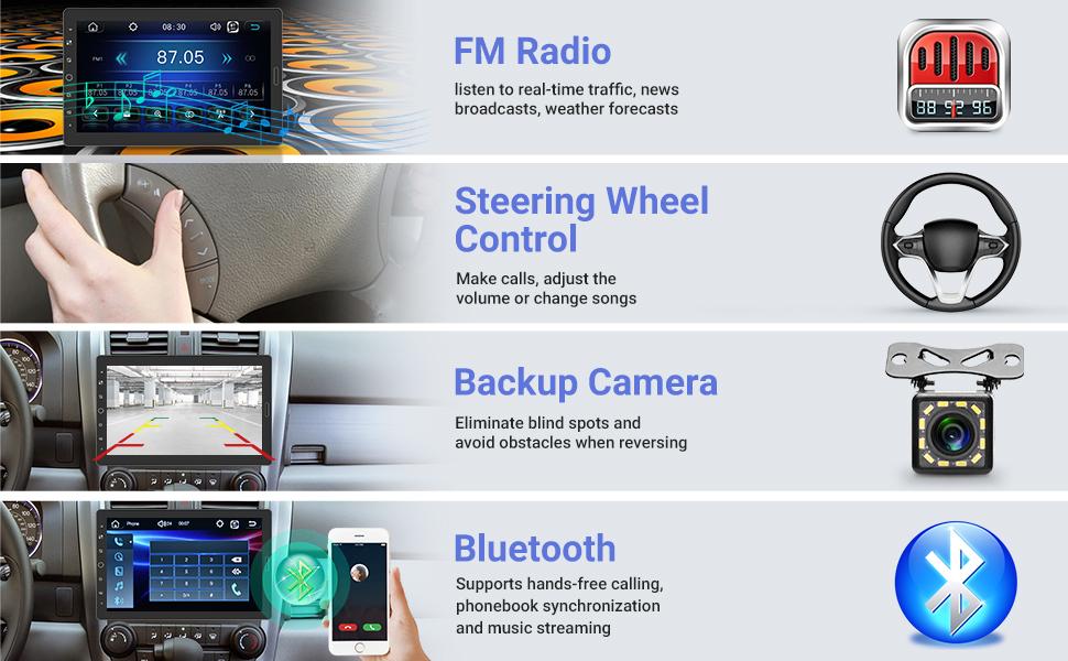 10.1 Inch Single Din Car Stereo with CarPlay, Android Auto, Detachable Touch Screen, 1080p, EQ Audio, SWC, Bluetooth, Gps, Backup Camera & MIC