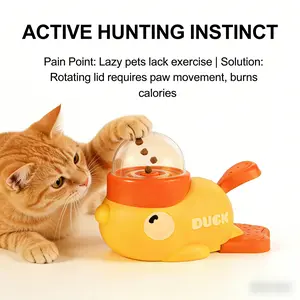 Little Yellow Duck Pet Food Dispenser, Cat and Dog Toy, keeps your pet active and entertained. Automatic freeze-dried treat dispenser, press-type feeder toy, frees up your hands, and features a unique design