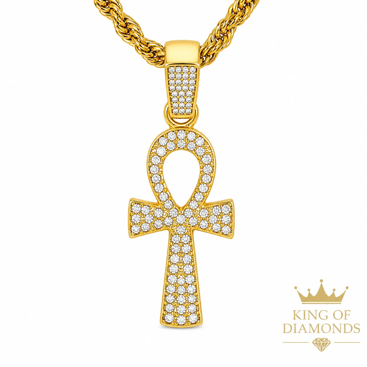 "Onk Cross" Fashion Jewelry Accessory, Ankh Necklaces, Cross Pendant, Casual Wear, Lightweight, Simulated Gems