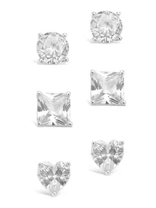 Sterling Silver Statement CZ Stud Set of 3
