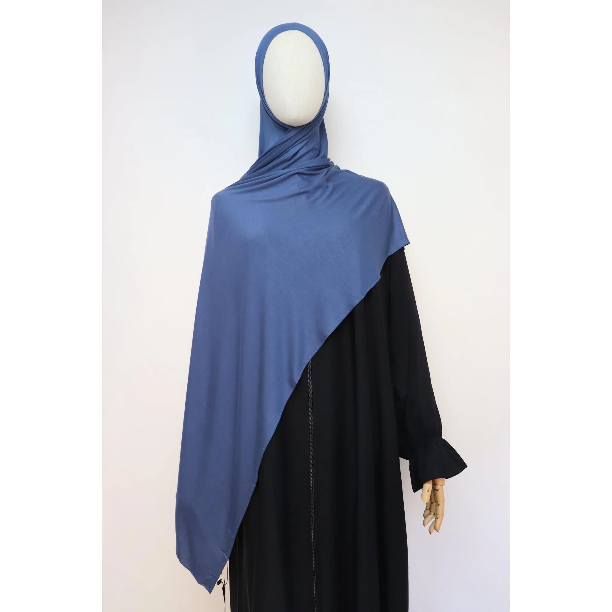 Premium Bamboo Jersey Hijab - Dusty Blue