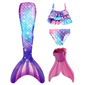 Girls Mermaid Bikini Swimsuit 3 Piece Set Princess Bathing Suit  Summer Beach Wear(FENFEN-M25)