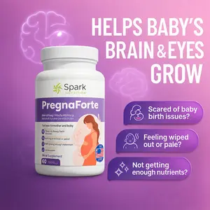 Spark Nutrition Pregnaforte Best Prenatal Vitamins - 1 a Day Multivitamin 2 Month Supply with Folic Acid Omega-3 DHA EPA Iron Choline Non-GMO Gluten-Free Organic Multimineral Supplement Supports Fetal Development Pregnancy Health TTC Postpartum