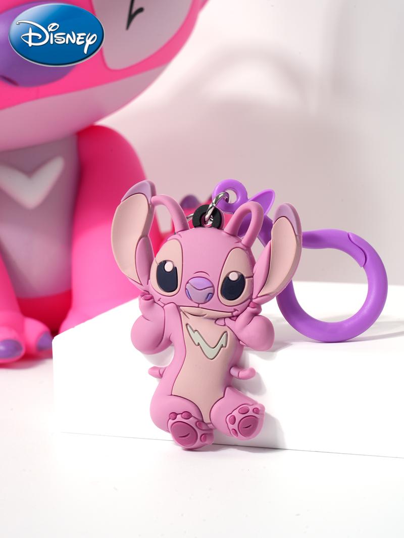 Disney Angel PVC Keychain 1PC Official License Cute Animal Bag Clip Charms Anime Figure Collector Keyring Backpack Decor Durable PVC Soft Rubber Gift