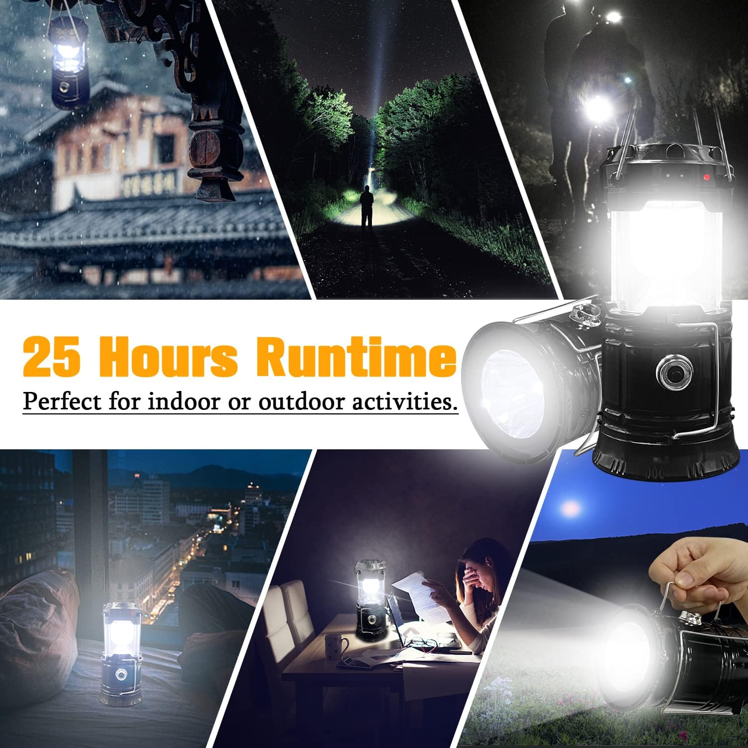 4-Pack Collapsible Portable LED Solar Camping Lantern, Upgraded 360° Wide Lighting Emergency Light, Waterproof Solar & USB Rechargeable Flashlight, Practical Holiday Gift for Outdoor Camping Hiking Hurricane Power Outage