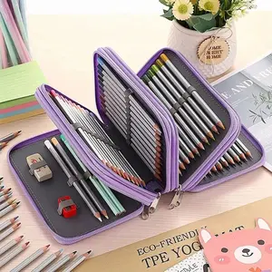 Large Capacity Pencil Case 3-Layer | 72 Slots Fabric Organizer | Portable Storage Pouch for Art Supplies, Colored Pencils & Pens | Gift for Friends | Pens NOT Included