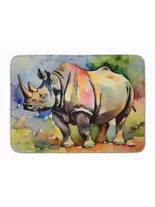 Carolines Treasures DAC2985RUG 19x27 in. Rhinoceros Memory Foam Kitchen Mat, Animal-Inspired, Art-Themed, Cozy, Cushioned Textile Rug for Household Use, Animal-Inspired Kitchen Rugs, Art-Themed Kitchen Rugs