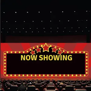 Movie Night Decorations 59 Inch Now Showing Banners Movie Party Supplies Decorations Movie Backdrop Theater Welcome Lights Camera Action Porch Sign for Red Carpet  Birthday Party (Black)