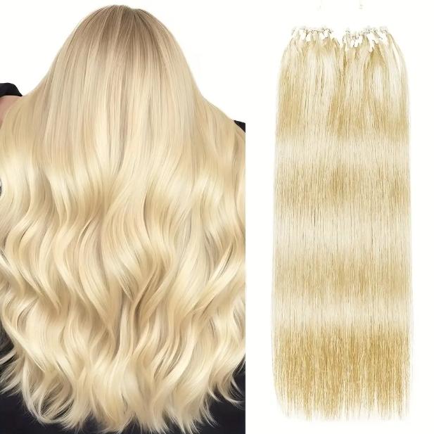 "Micro Loop Human Hair Extensions for Women & Girls, 12-28 Inch 30G 50 Strands, Red Blonde Silky Soft, Undetectable & Comfortable, No Tangle No Shedding for Glamorous Natural Looks "	