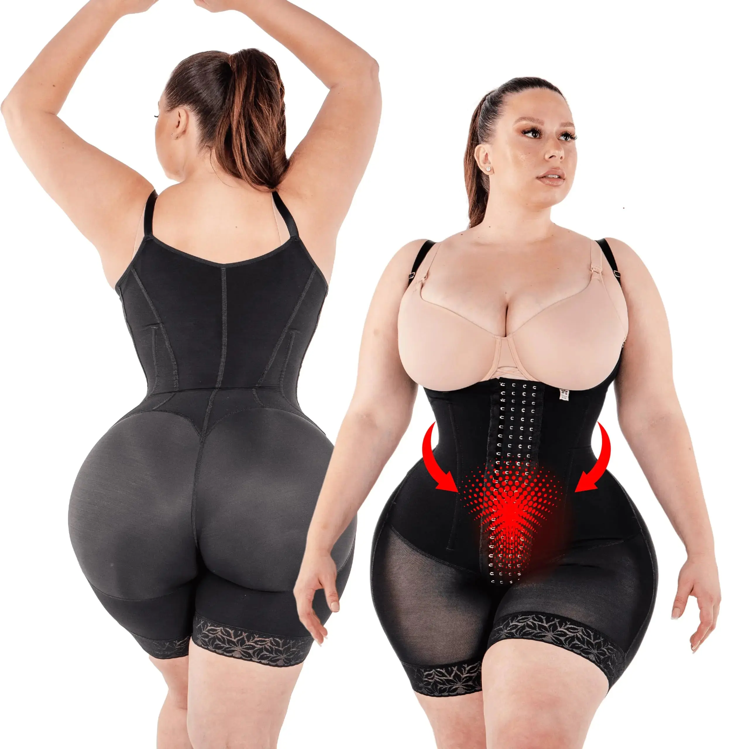 TRIBUTO Colombian Stage 2 Faja – High Compression Body Sculpting Shapewear for BBL & Lipo Recovery Durable and Real Snatch Black