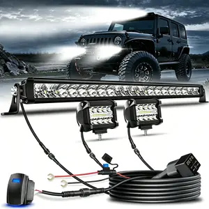 22" LED Light Bar Combo with 4" LED Pods, Super Bright Off Road Lights, Waterproof Driving Light Kit with Wiring Harness and Memory Function Switch for Truck ATV UTV Boat
