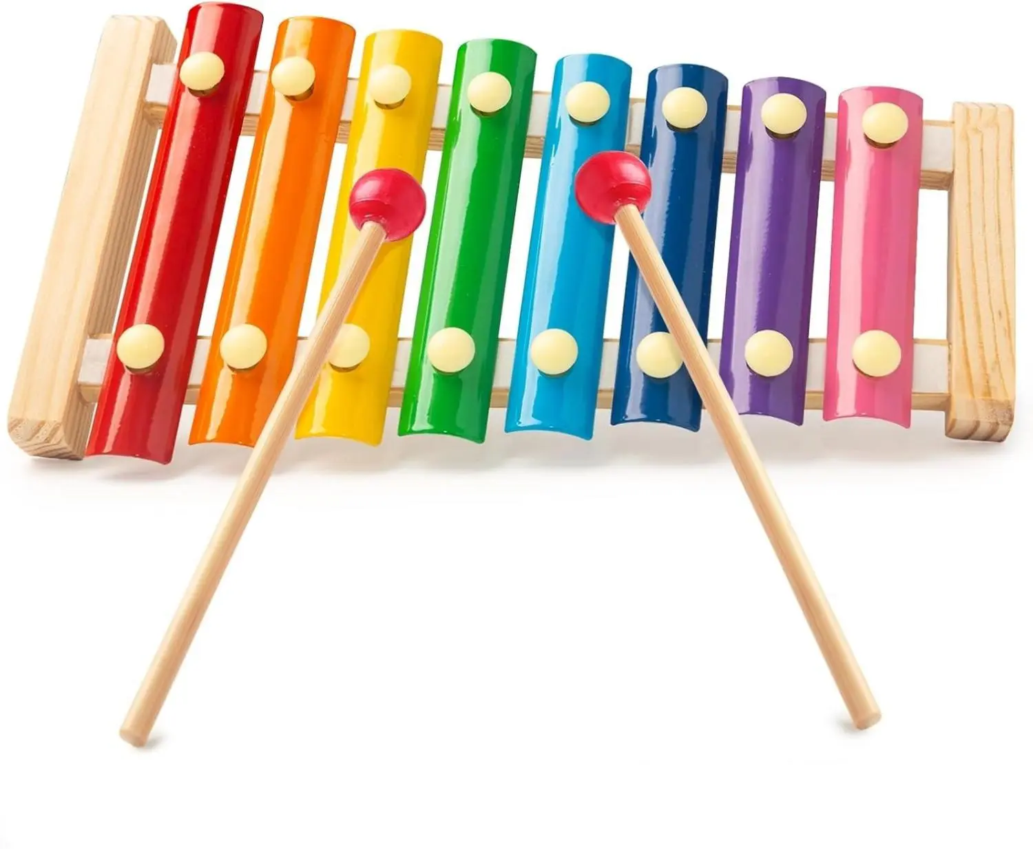 Wooden Xylophone Percussion Toy for Toddlers, Colorful Educational Musical Toy - Child-Safe Mallets Included