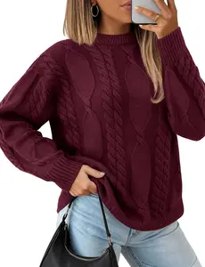 YUCOLEN Womens Sweater Cable Knit Oversized Long Sleeve Pullover Sweaters Crewneck Casual Cozy Trendy Tops