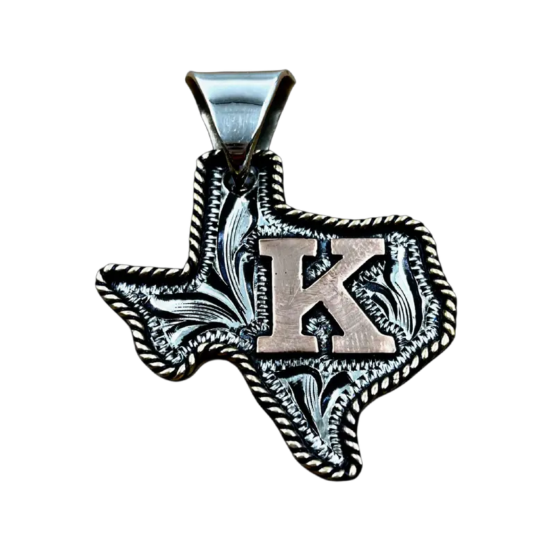 Handmade Texas Necklace & Keychain with Copper Initial. Custom Made. Texas-Based. Fashion Jewelry Accessories